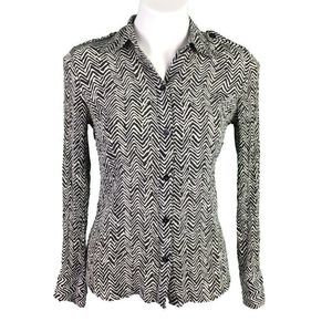 Talbots Pure Silk Blouse Size 8 Black White